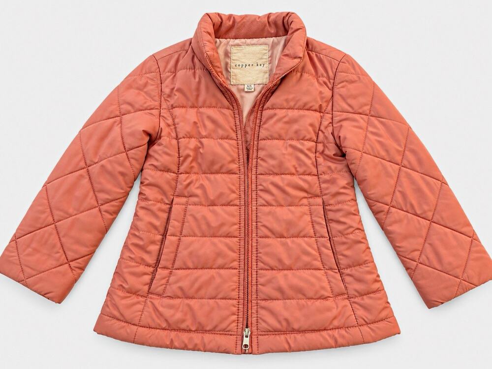 Copper Key Girls Pink Quilted Puffer Jacket 4T Mid-Length Full Zip Woven